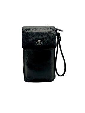 Giani Bernini Black Softy Leather Tech Crossbody Wallet